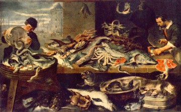 古典的な静物画 Painting - 魚屋の静物画 フランス・スナイダース